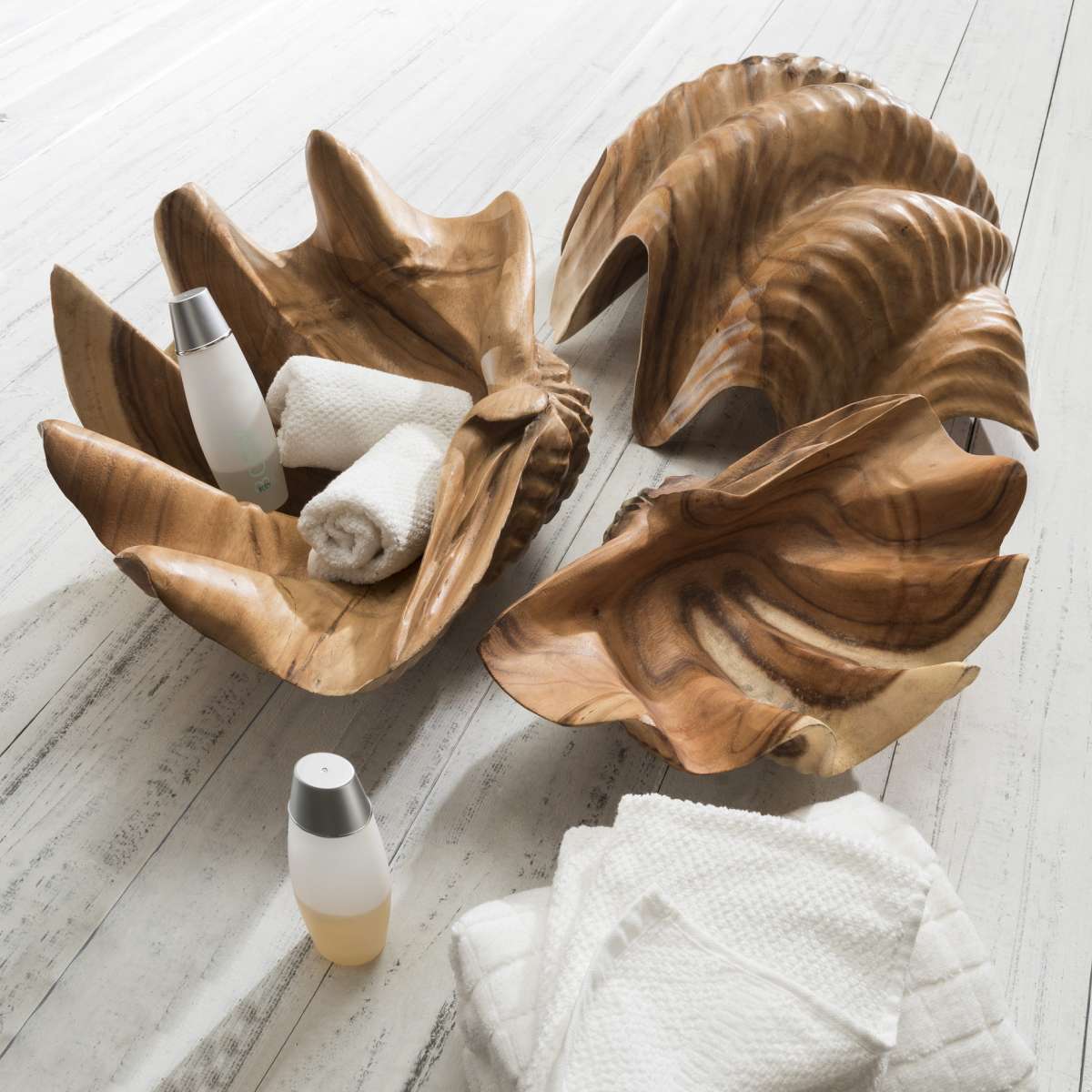 Holzschale | Shelly-1 | Muschelform | XXL-60 cm