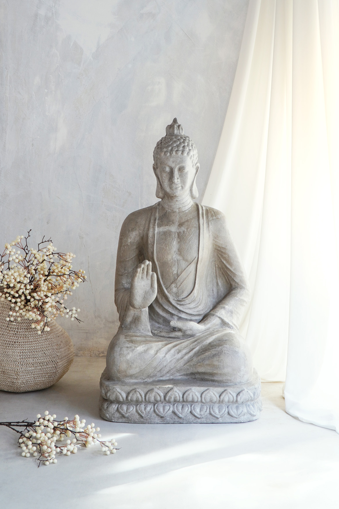 Deko-BUDDHA | 120 cm sitzend | natur GRC Beton