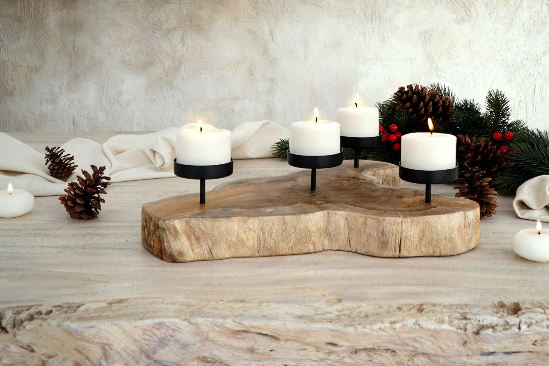 Kerzenhalter | 4FLAMES | Teak/Eisen