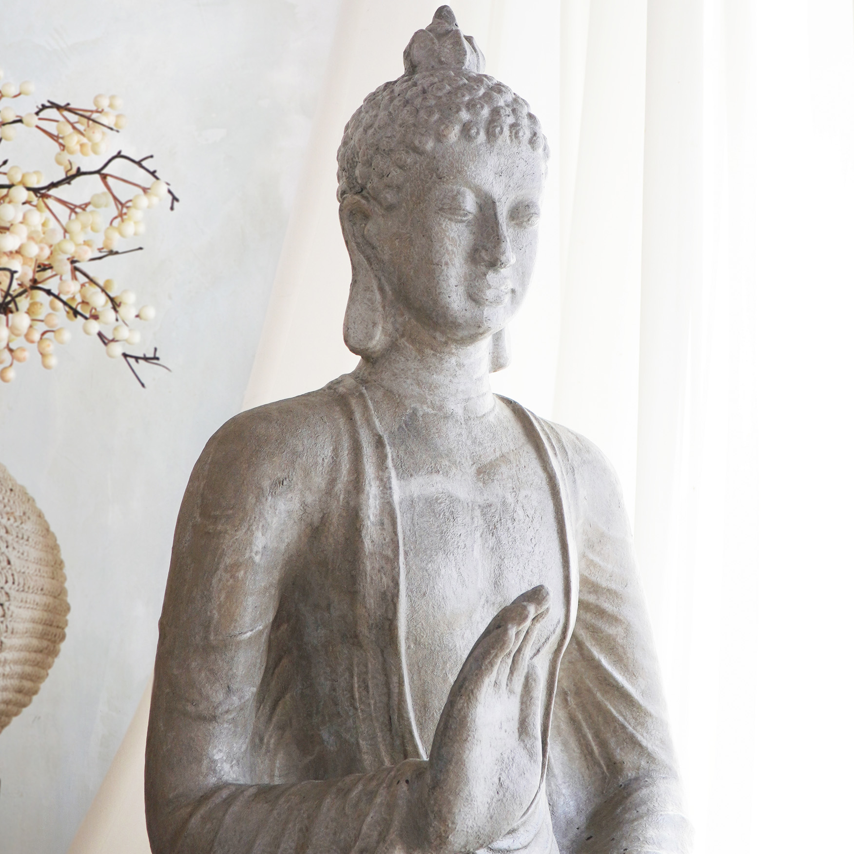Deko-BUDDHA | 120 cm sitzend | natur GRC Beton