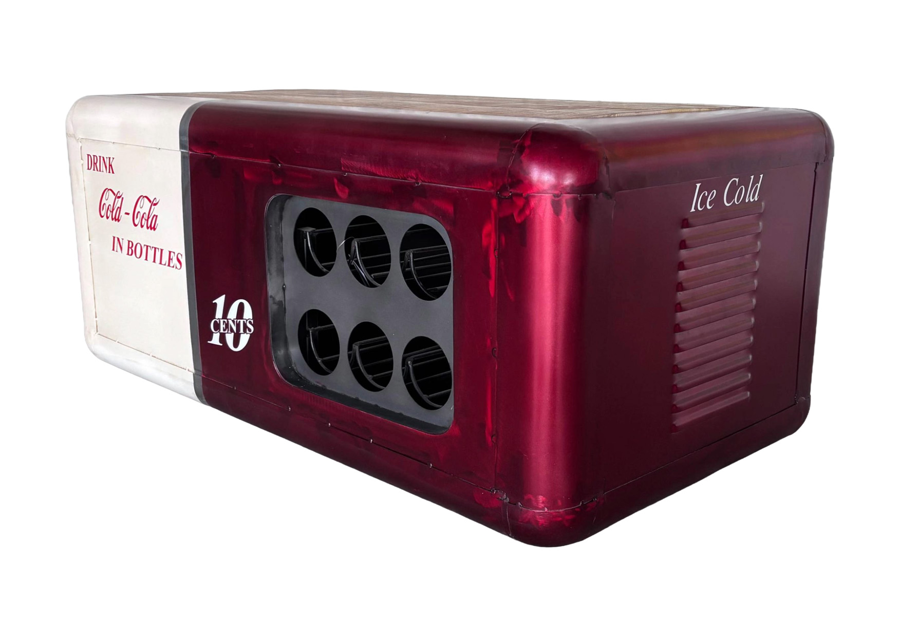 Couchtisch-Bar Retro COLD-COLA | Metall vintage rot/weiss | 109 x 60 cm