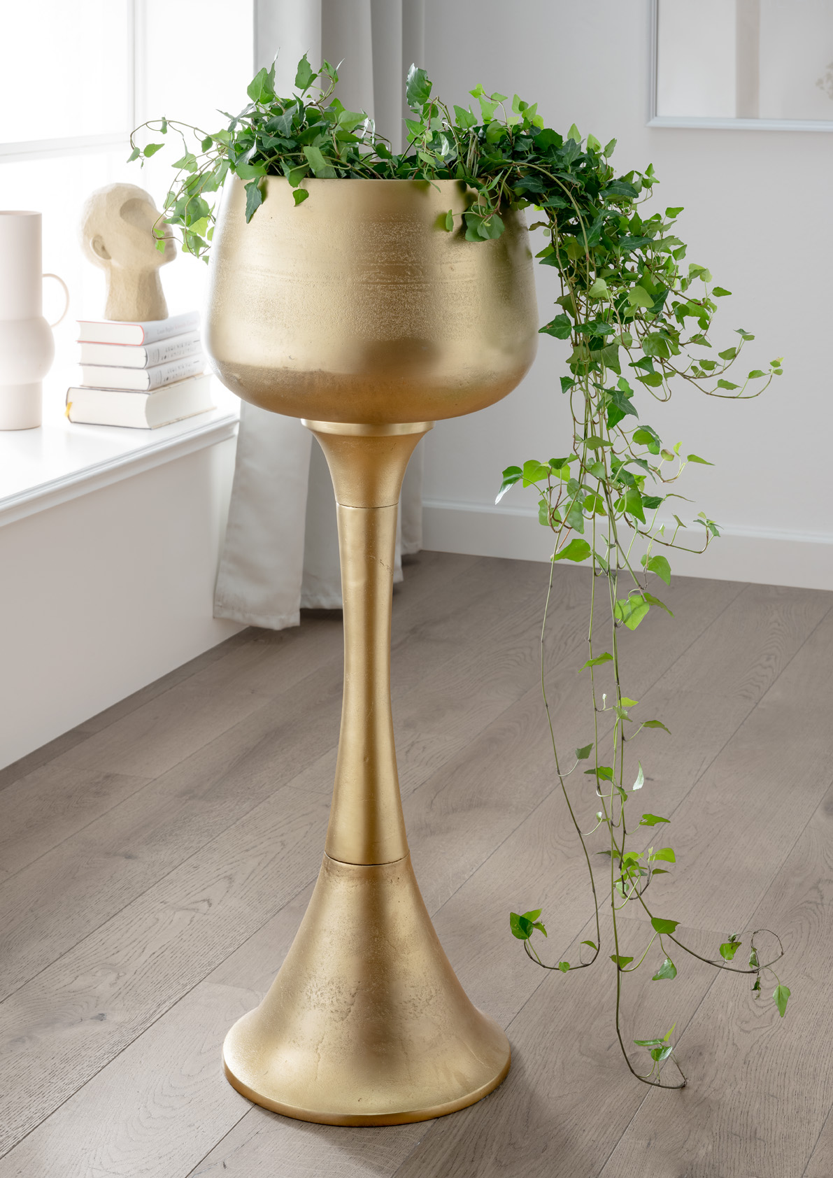 Deko- / Pflanzsäule CUP | Aluminium bronze-gold | rund 31 cm |  92 cm hoch